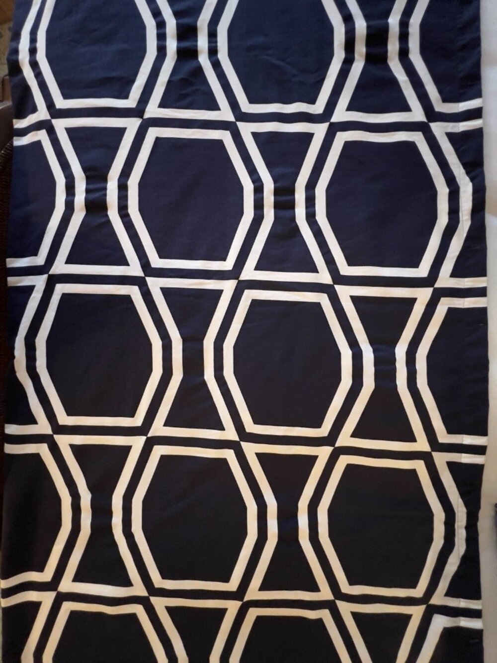 KATE SPADE NY Shower Curtain BOW TILE Design Navy Blue White 69" x 72" Nautical